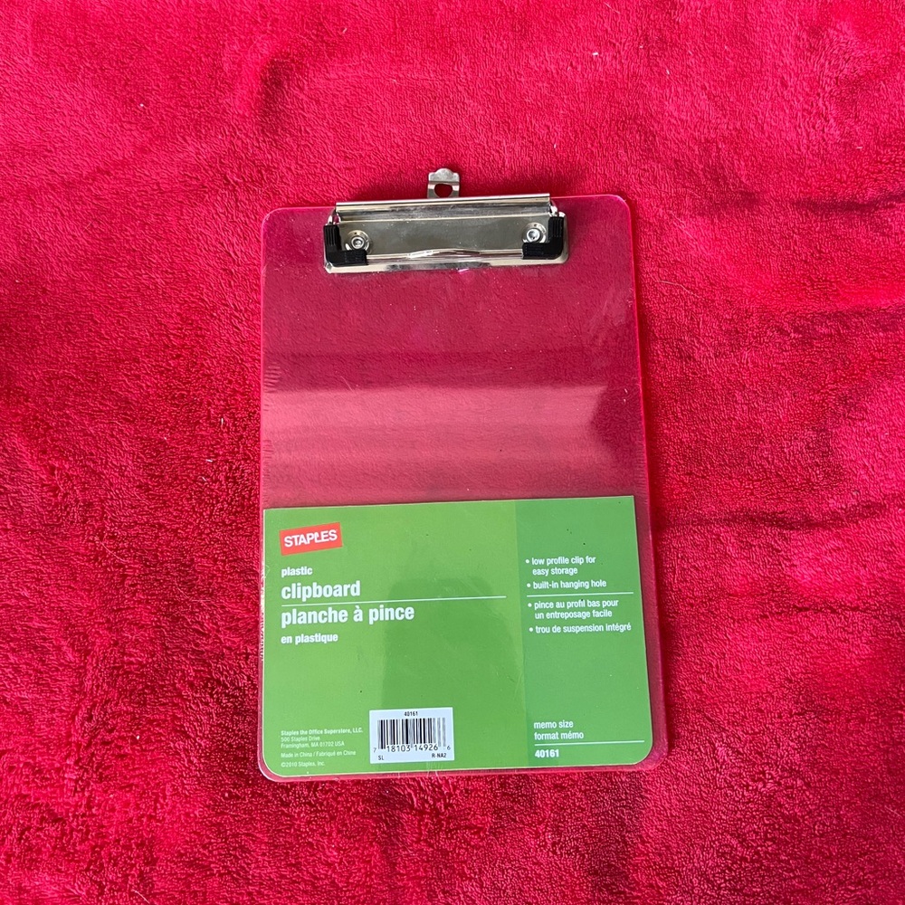 Staples Pink Clipboard